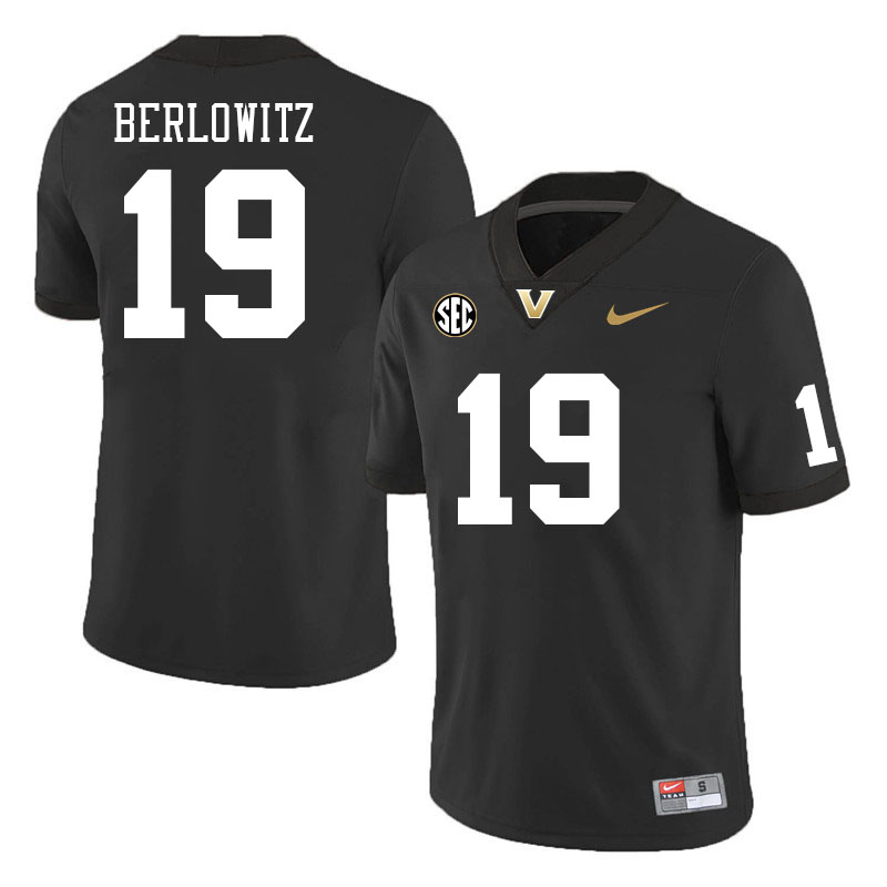 Vanderbilt Commodores #19 Blaze Berlowitz College Football Jerseys Stitched Sale-Black